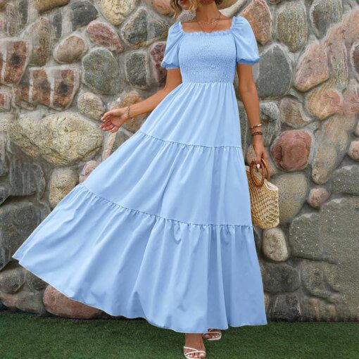 Female Dresses Outfits Women'S 2024 Floral Boho Dress Wrap Crew Neck Short Sleeve Belted Ruffle Hem A Line Flowy Ropa Para Mujer - Image 4