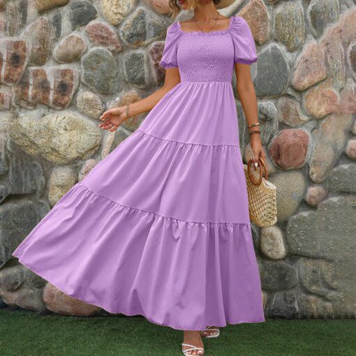 Female Dresses Outfits Women'S 2024 Floral Boho Dress Wrap Crew Neck Short Sleeve Belted Ruffle Hem A Line Flowy Ropa Para Mujer - Image 6